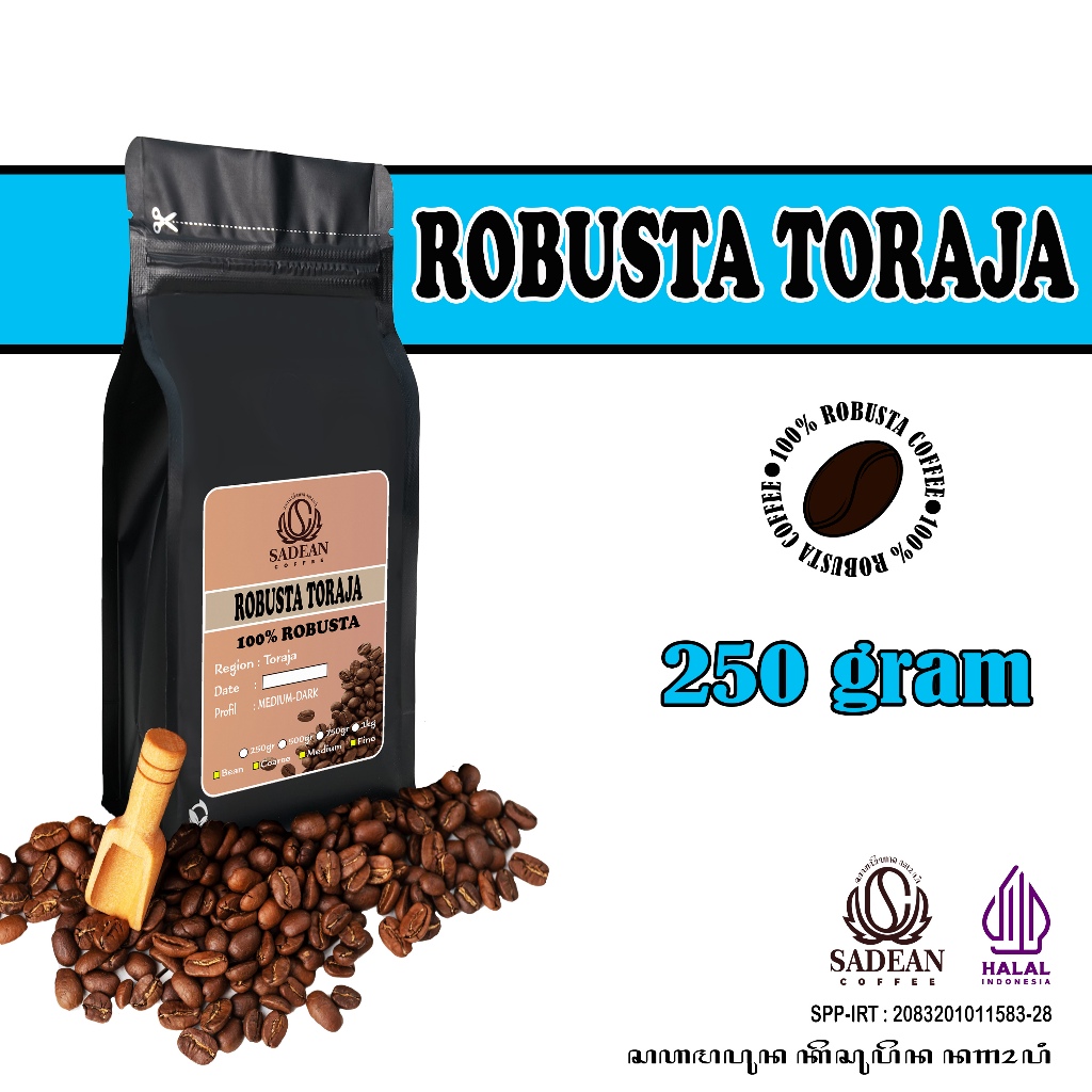 

Kopi Robusta Toraja 250 gram / Biji Kopi Bubuk Robusta Toraja 250g