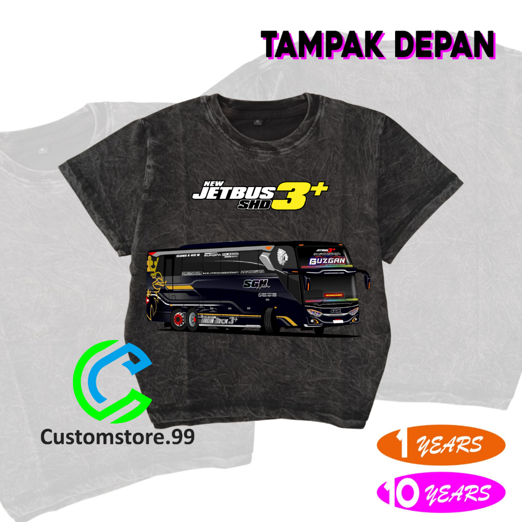 WASHED Baju Anak Kaos Anak Bus Mania JB3 Terbaru Free Nama