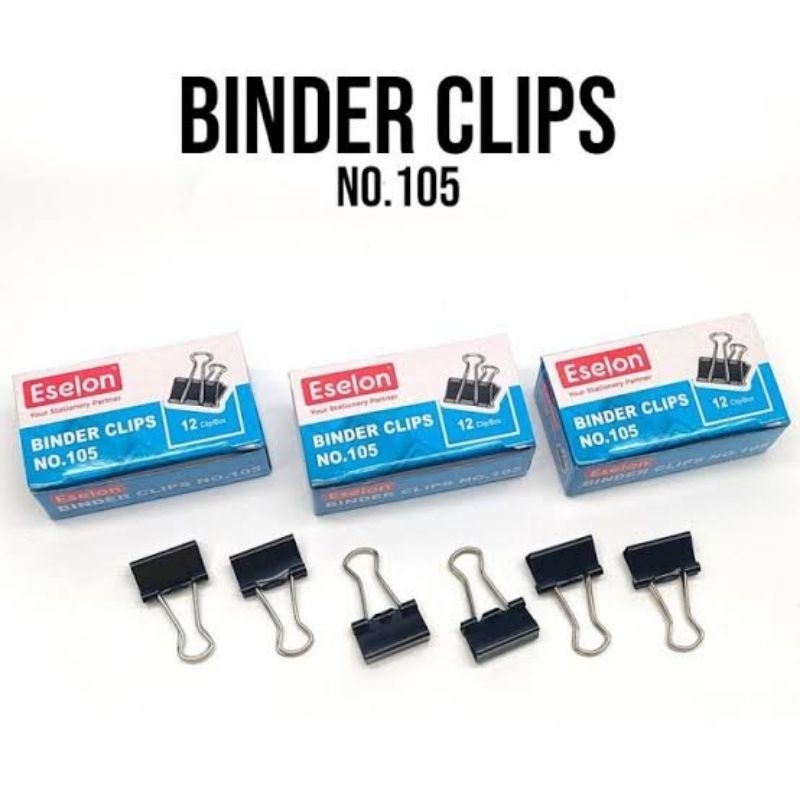 

✨Q_S25✨ SATU BOX (12 Pcs) Binder Clip / Klip / Penjepit Kertas No. 105