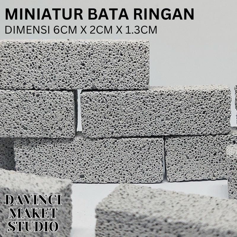 Miniatur Hebel Bata Ringan Batako Batacon Bricon Skala Universal - Miniature Light Brick 6cm x 2cm x 1.3cm
