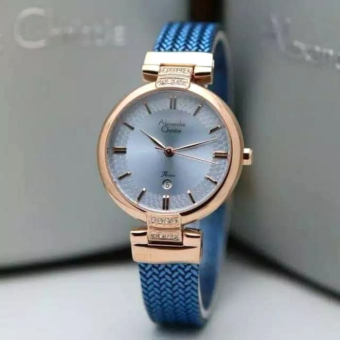 Jam Tangan Alexandre Christie AC2757 AC 2757 Rosegold Blue Original