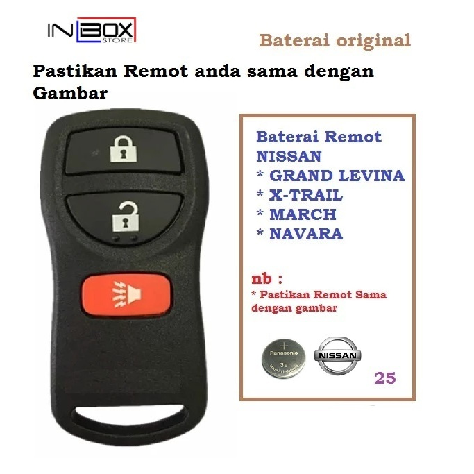 Baterai Remot Nissan Remot Mobil Xtrail Grand Livina Navara March Original Panasonic