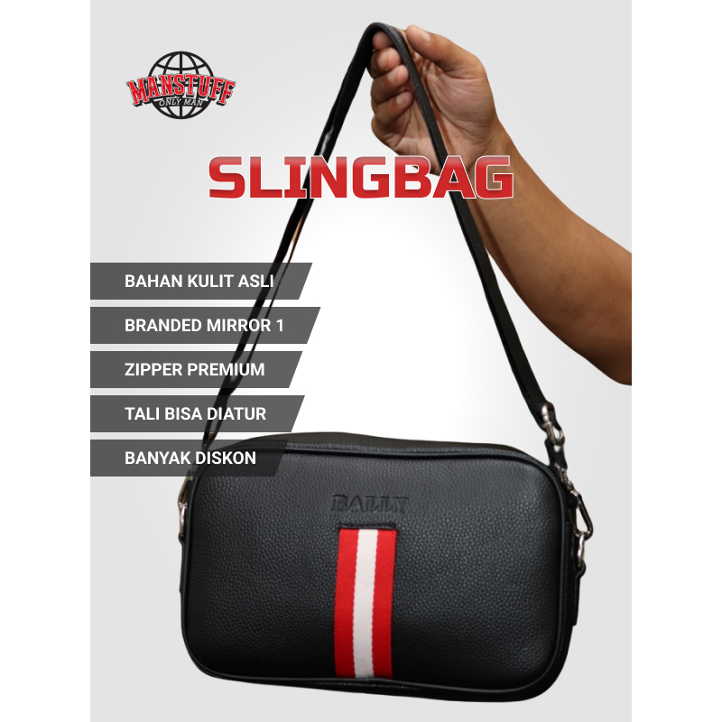 Tas Cowok Cowo Pria Keren Selempang Sling bag Slempang Salempang Bahan Kulit Sapi Import Premium Ter