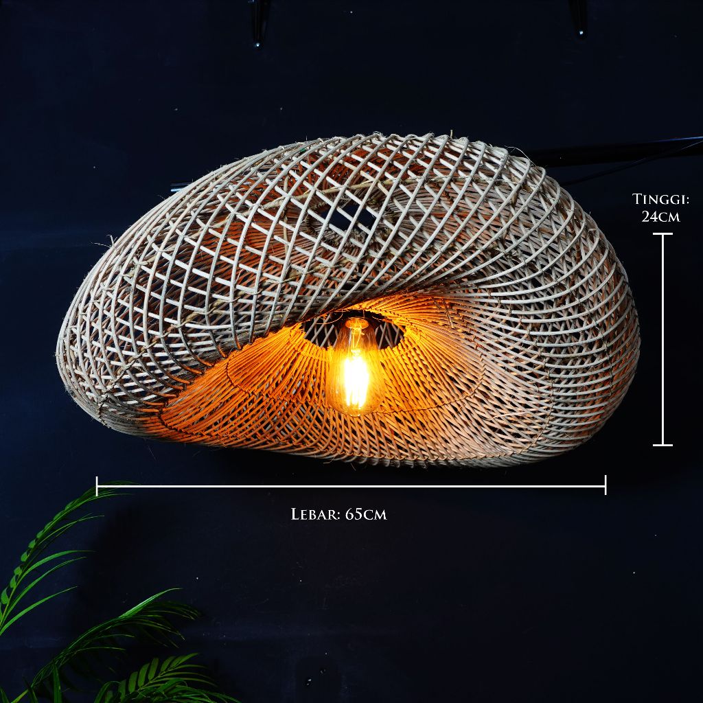 One_Flowers1 Kap Lampu Ukuran Besar Rotan Gantung Hiasan Rumah, Cafe, Hotel Dll