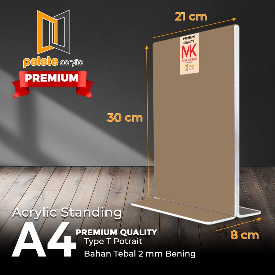 

acrylic tent holder / akrilik tent card A4 T tempat brosur Meja PREMIUM 2MM