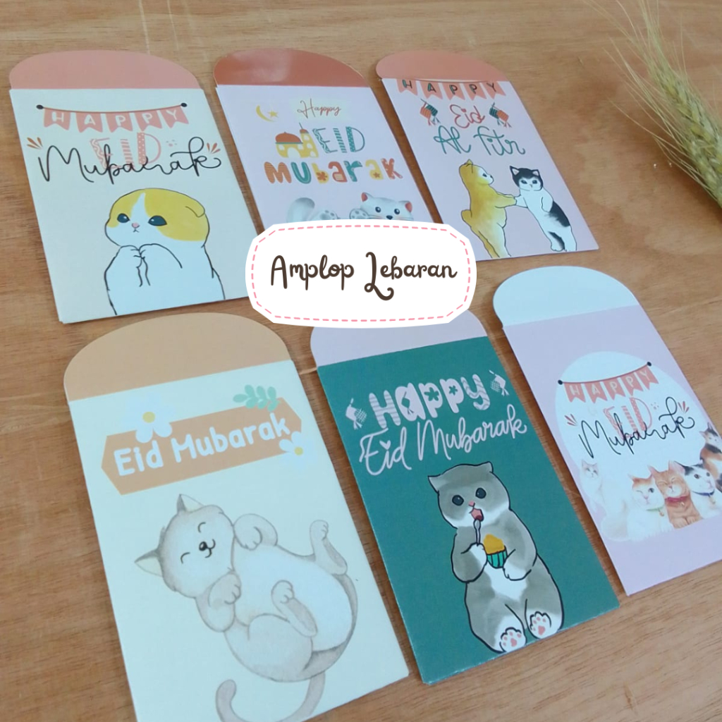 

[10x7.5 Kucing] Amplop Lebaran Idul Fitri Lucu Unik Gambar Kucing Custom Murah