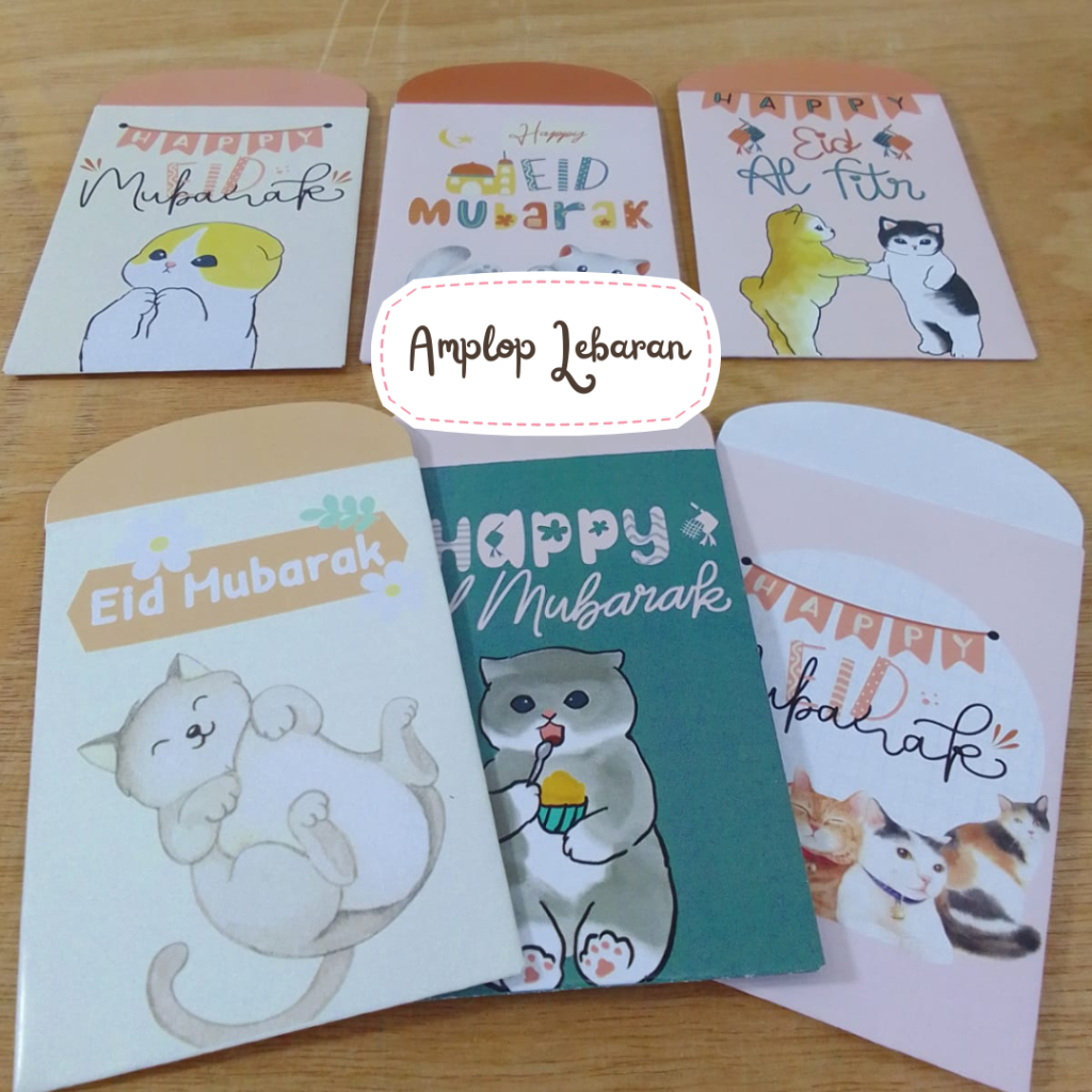 

(10x7.5 Cat) Amplop Lebaran Idul Fitri Lucu Gambar Cat Kucing Custom