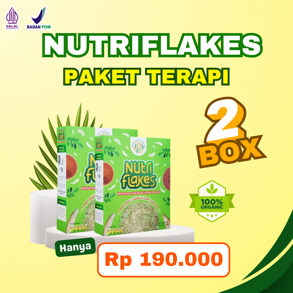 

Nutriflakes Sereal Umbi Atasi Asam lambung Ori Paket 2 Box