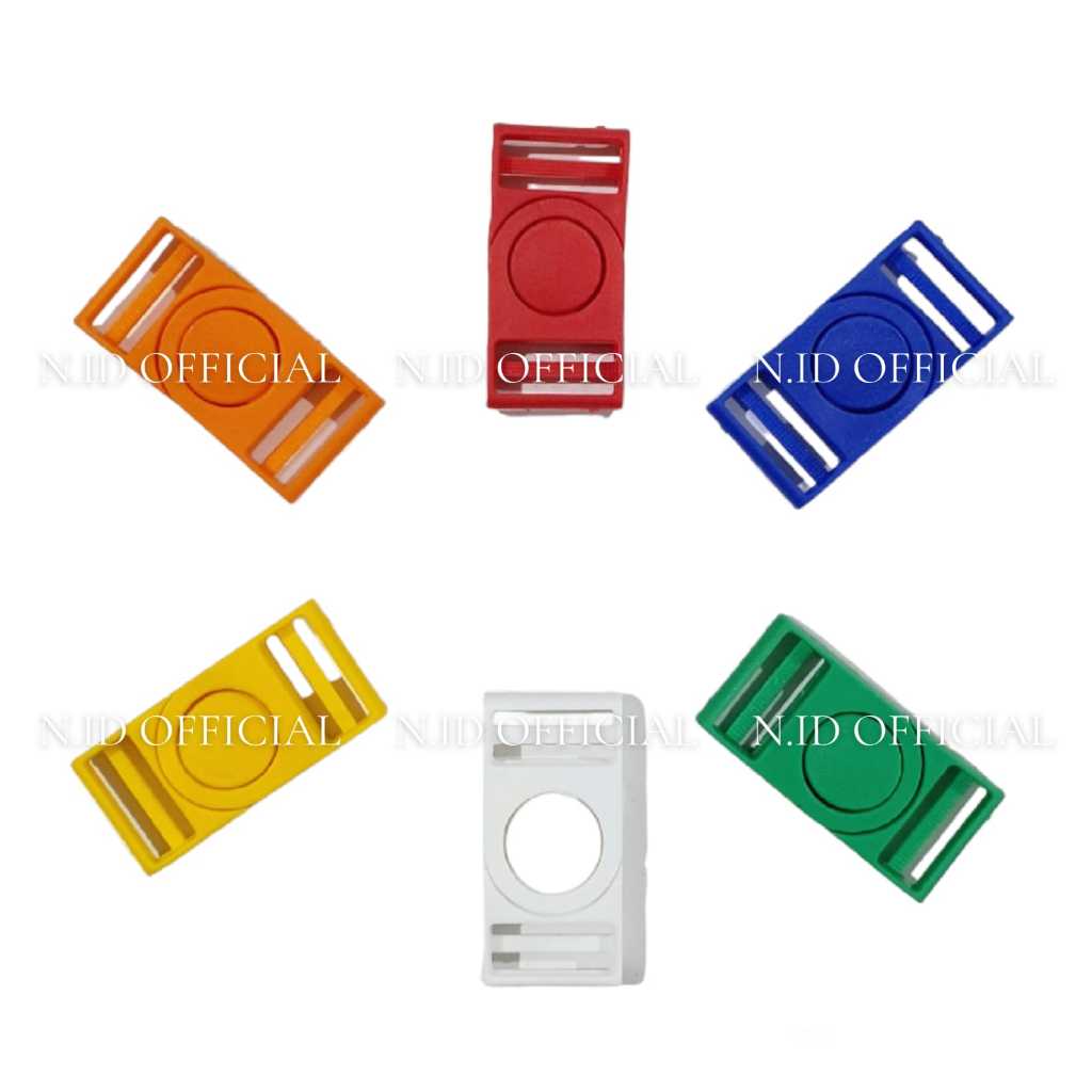 

Gesper Plastik Kunci Stopper Buckle ID Card Selot Putar Bulat Tas 2 cm warna putih biru merah hijau kuning orange satuan grosir murah