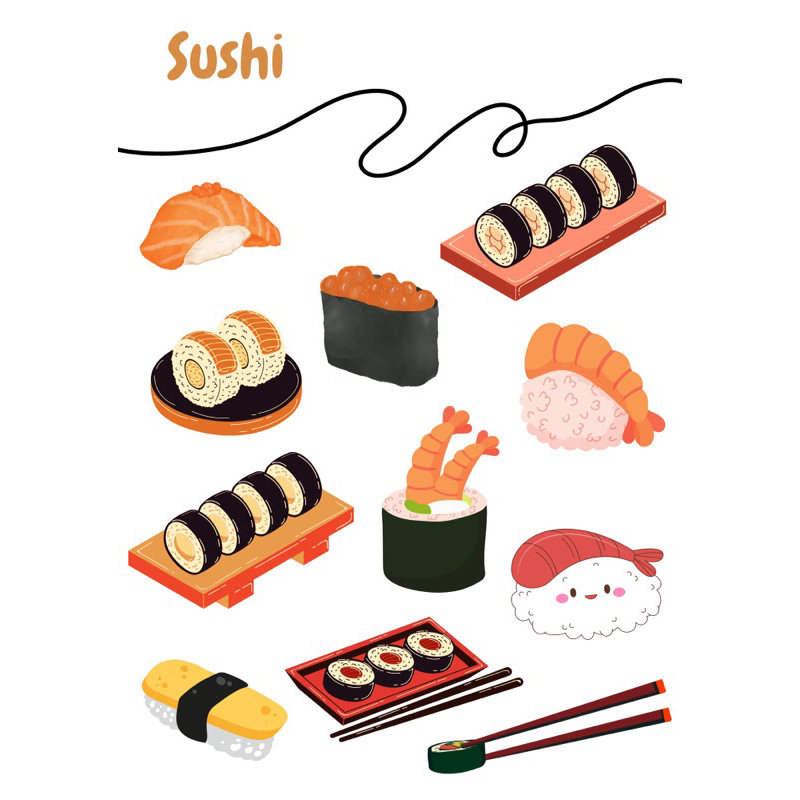 

Stiker Sheet Pack Sushi Lucu Cute Imut