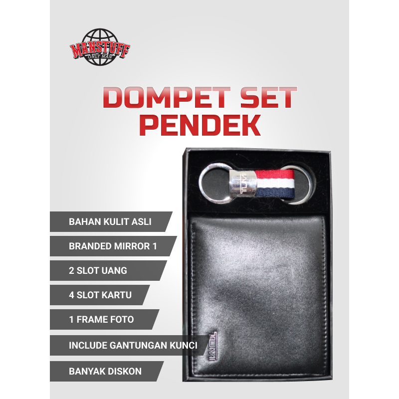 Dompet Set Pria Kulit Asli Mewah Keren Hitam Kualitas Premium Merk Tumi