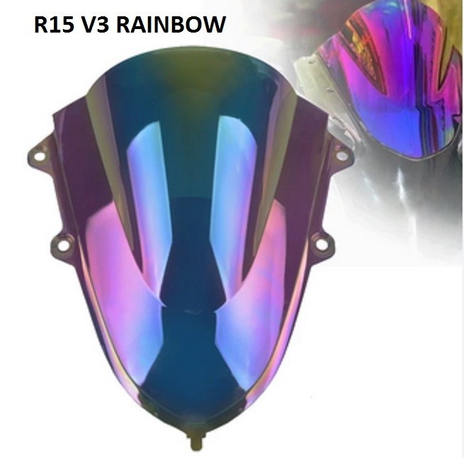 windshield R15 v3 pelangi visor rainbow kaca depan