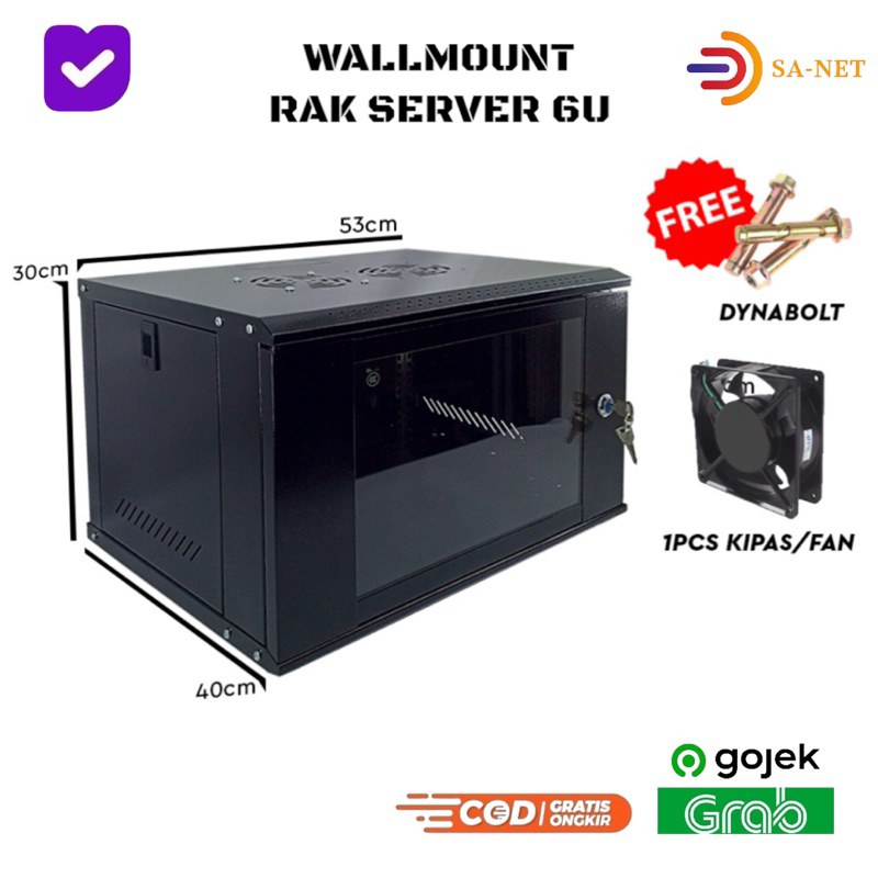 Wallmount Rack Server 6U / Rak Server Ukuran 6U Single Glass Door Network Cabinet