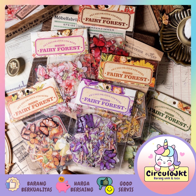 

50 PCS Fairy Sticker Diary Pack Deco Journal Kit Vintage Series Stiker Dekorasi