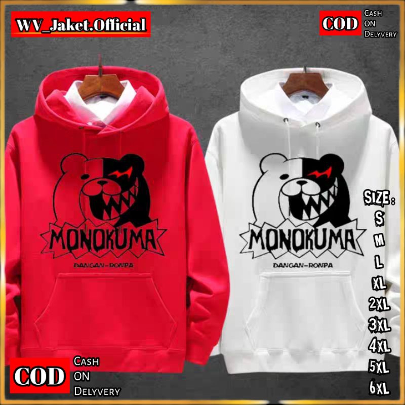 JAKET HOODIE PULLOVER MONOKUMA Jaket Pullover Kupluk OVERSIZE S M L XL JUMBO XXL XXXL 4XL 5XL 6XL Ja