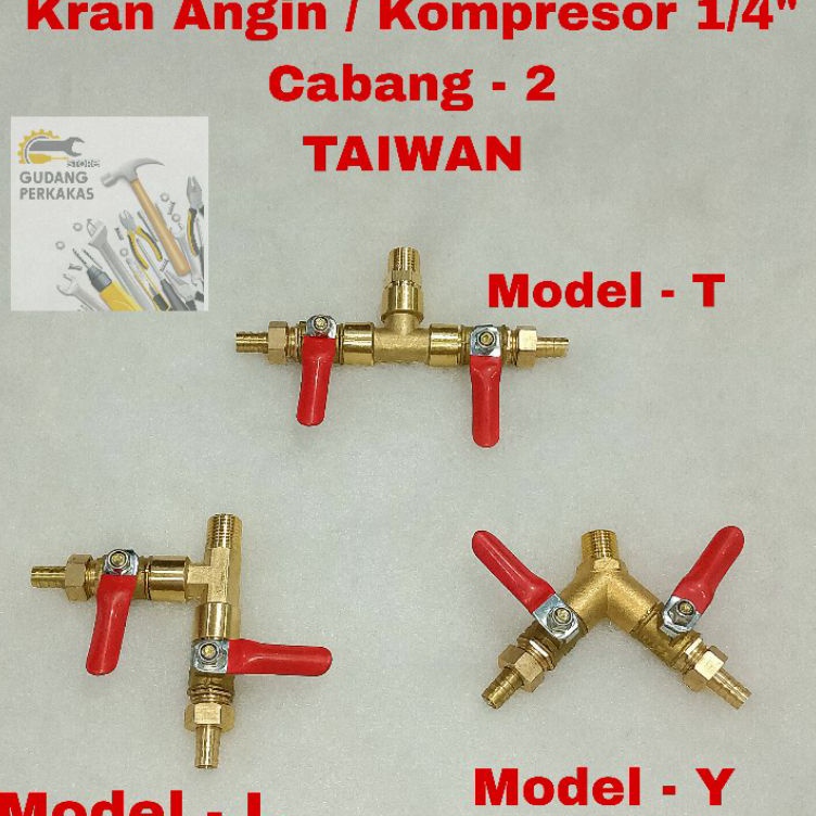 QE Kran Angin Kompresor 14 CABANG 2  Air Cock Hato 14 Inch Kuningan Cabang2