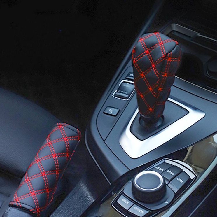 lZ Sarung Cover Kulit Rem Tangan Dan Gigi Persneling Interior Mobil1set