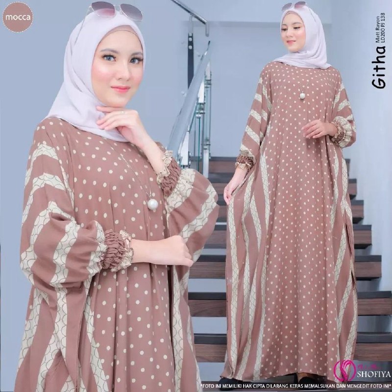 Anggi Home Kaftan Rayon Super Jumbo XXXL Busui Resleting Motif Polkadot / Kaftan Wanita / Gamis Arab