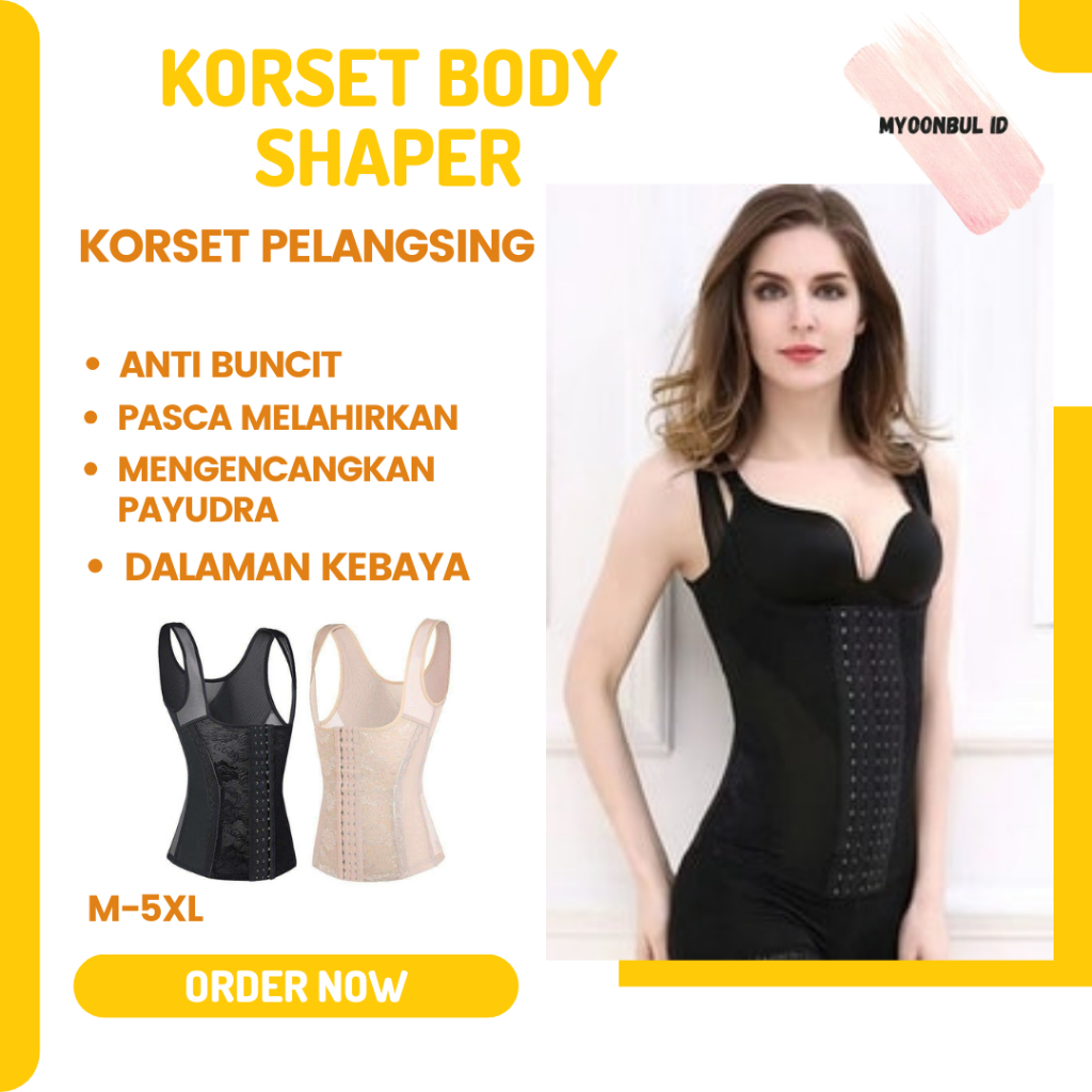 KORSET PELANGSING PERUT BUNCIT WANITA/ BODY SHAPE KORSET MELAHIRKAN PENGAIT KANCING NEW VESH SHAPE U