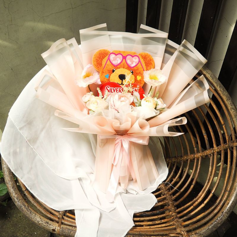Linea Buket Valentine Buket Silverqueen Beruang Buket Boneka Buket Wisuda Kado Gift Unik