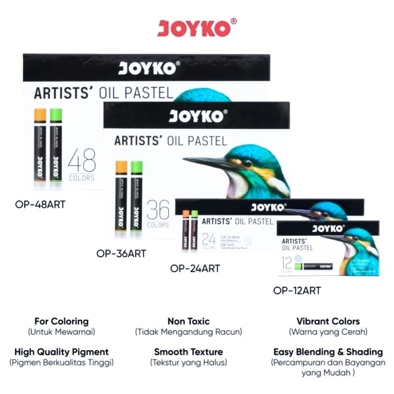 

JOYKO Artist Oil Pastel Krayon Minyak OP-12 ART / OP-24 ART / OP-36 ART / OP-48 ART Colors Isi 12 / 24 / 36 / 48 Warna