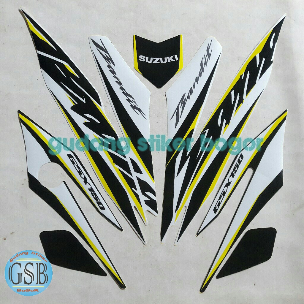 STIKER STRIPING BODI STANDAR MOTOR GSX BANDIT 150 TAHUN 2018 WARNA PUTIH