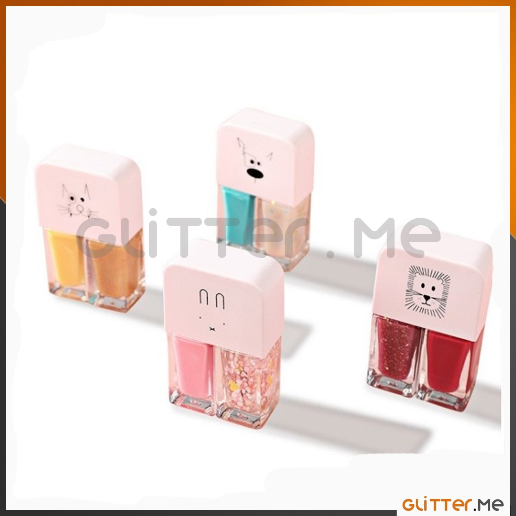 Kutek 2 IN 1 Halal Muslimah Lucu No Peel Off Cat Kuku Palsu Kutek Halal