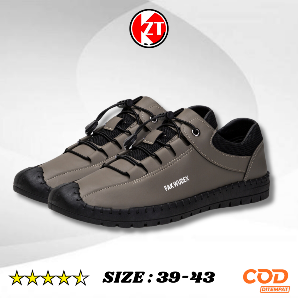 KZT-SP04 'FREE BOX' Sepatu Pantofel Pria "CHANWOO" Casual Sol Karet Ringan Murah Impor Premium