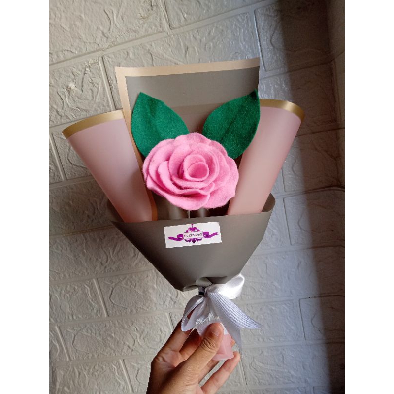 Buket bunga flanel 1 tangkai