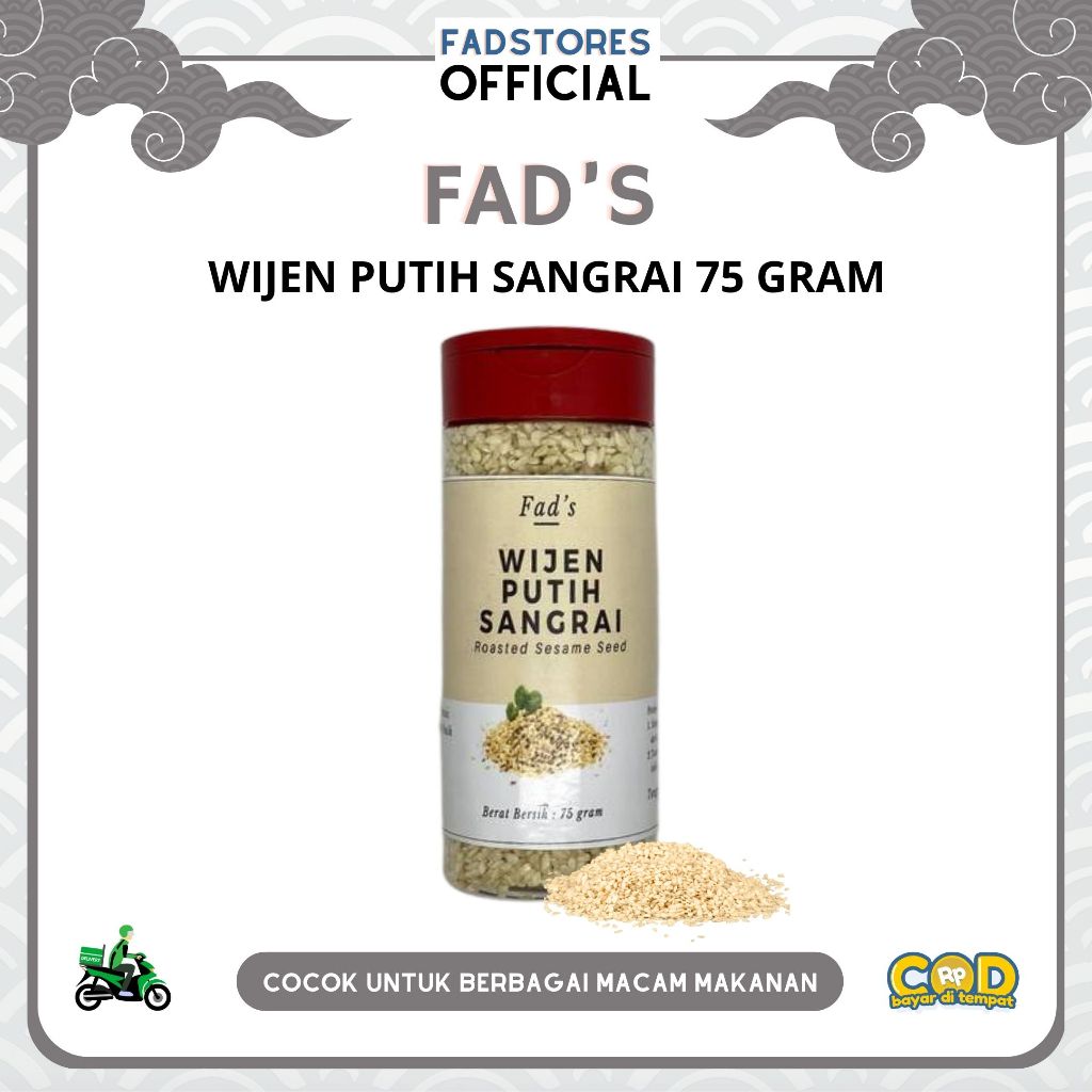 

[Kemasan Botol] Wijen Putih 75gr - Wijen Putih Sangrai 75gr - White Sesame Seed 75gr - Fad's Rempah Bubuk