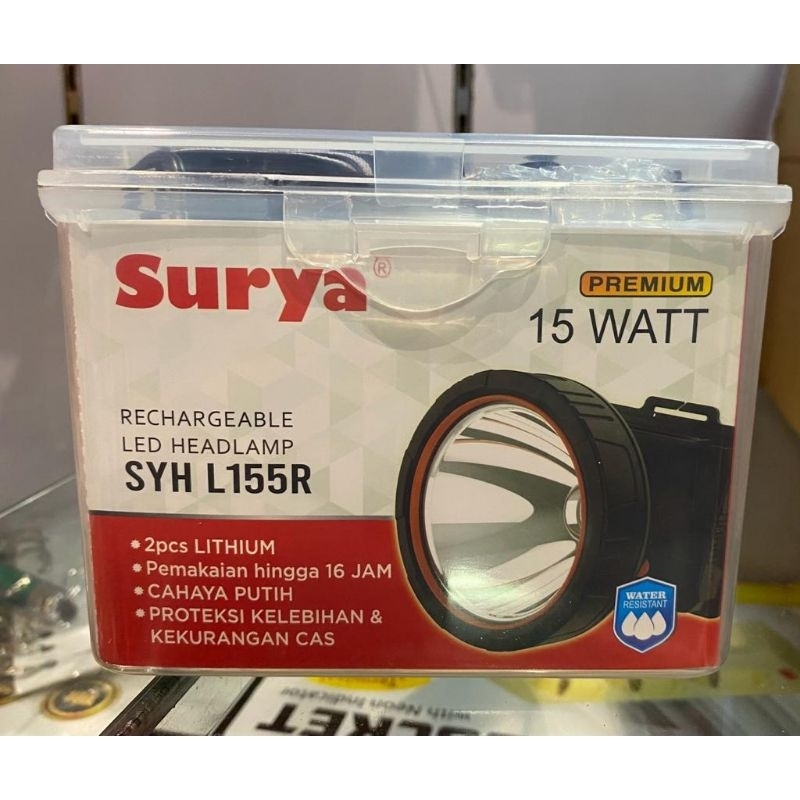 SENTER KEPALA CAS SURYA 15 WATT + BONUS IKAT KEPALA