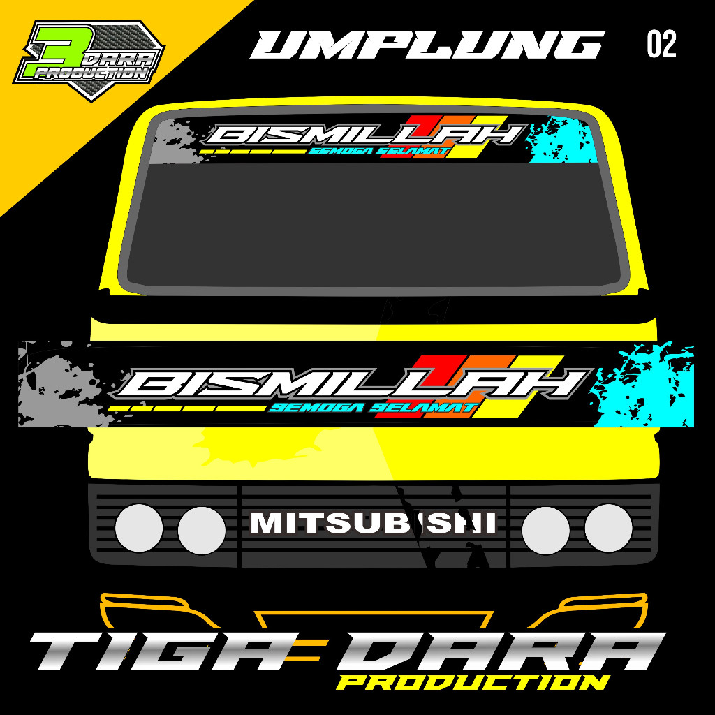 STIKER BISMILLAH STICKER DECAL KACA DEPAN TRUK UMPLUNG 120 ps BEBAS REQUEST kode 02