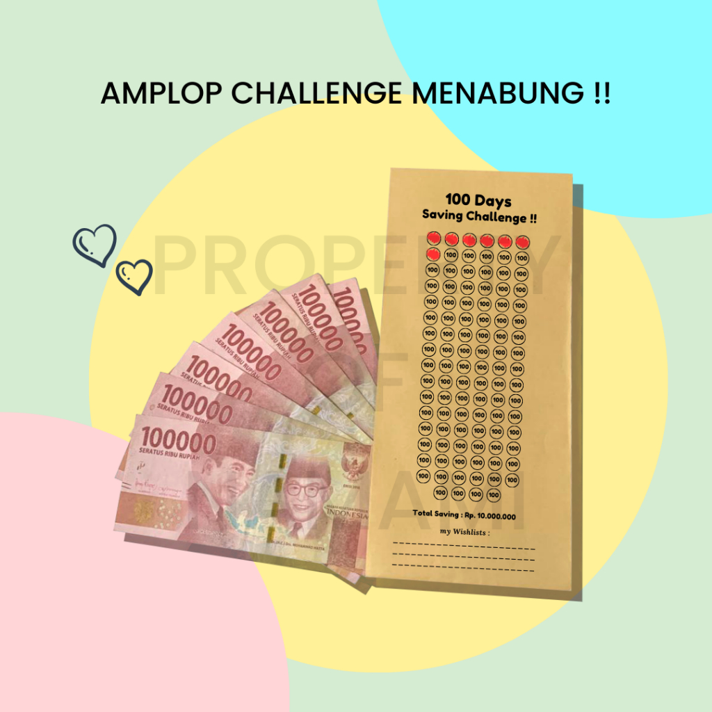 

Amplop Target Menabung Ukuran Besar 100 Hari, 200 Hari / Amplop Saving Challenge