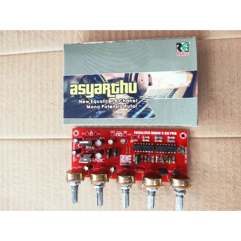 kit Equalizer 5 Channel Putar mono IC 2xTL074.