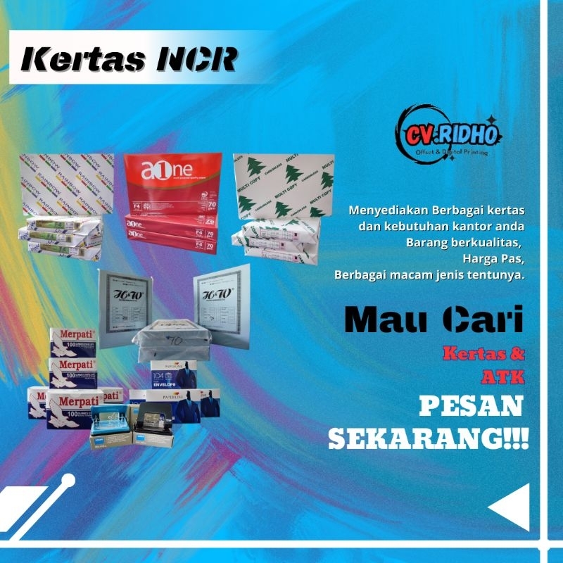 

Kertas NCR/Rainbow/Multi Copy/F4/Middle pink, hijau, biru, kuning/Bottom pink, hijau, biru, kuning