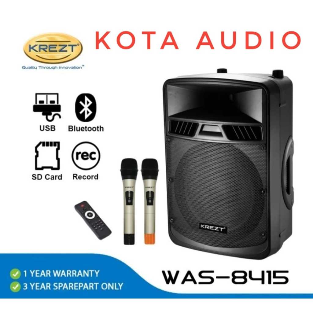 Speaker Portable Wireless Meeting Krezt WAS 8415/ WAS8415 15 Inch