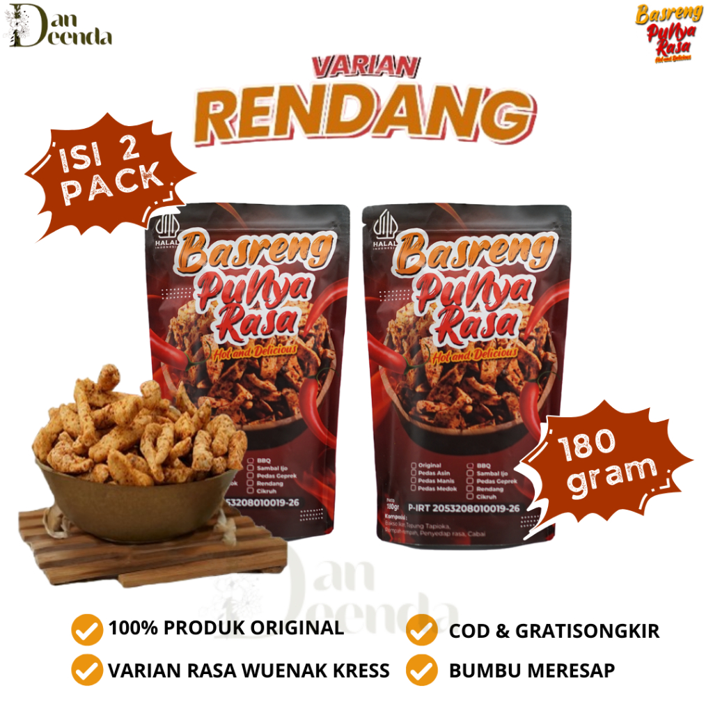 

Basreng Punya Rasa Rendang Paket Isi 2 Snack Cemilan Ringan Dengan Bumbu Rendang Yang Melimpah Gurih
