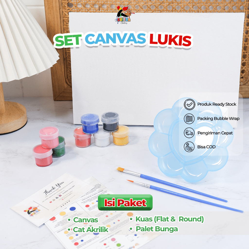 

Kuinsa Gallery Painting kit Kanvas Lukis 20 x 20cm (6 Cat Akrilik 2 Kuas Brush Mixing Pallete) Perlengkapan Melukis & Mewarnai di kanvas