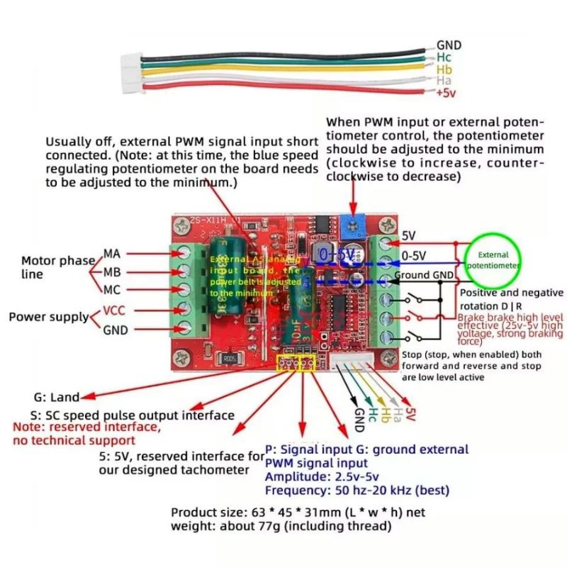 Driver Controller BLDC motor brushless 6v-60v 400w PWM DC