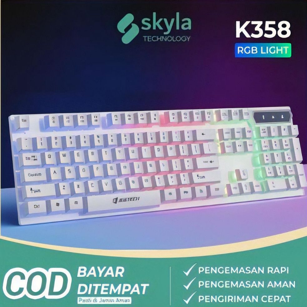 ART M59S Keyboard Gaming Komputer JERTECH K358 Dengan 1 Mode RGB LED