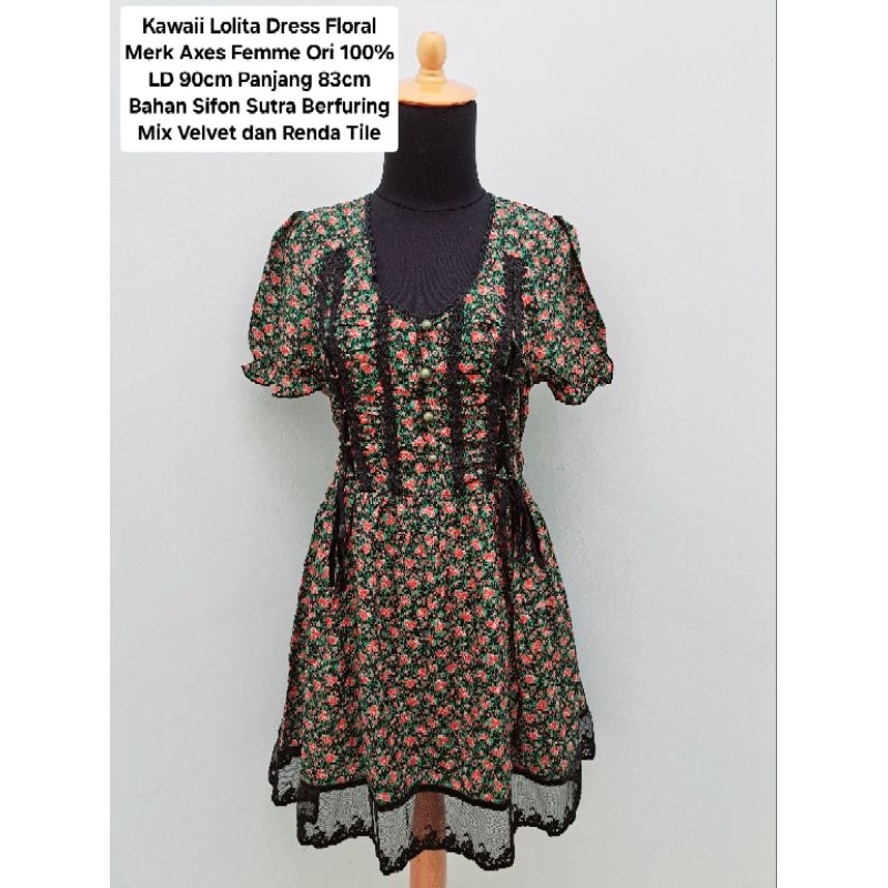 Floral Kawaii Lolita Dress Merk Axes Femme Ori 100%