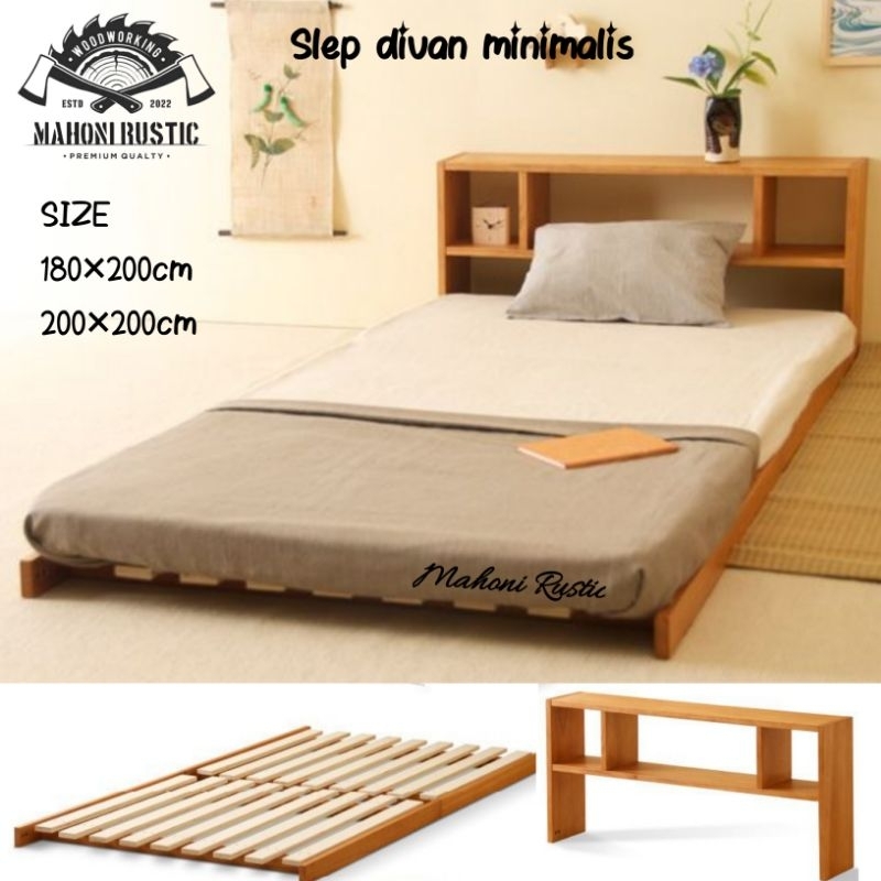 sleep divan alas kasur tempat tidur dipan kayu minimalis + rak