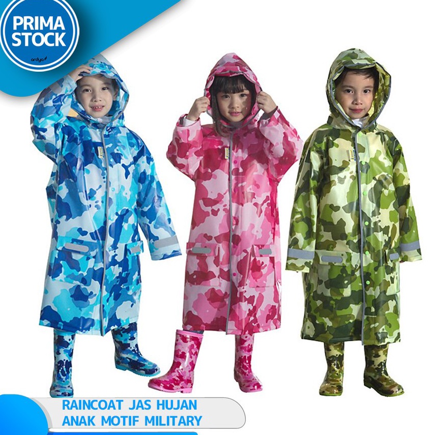 Terbaik JAS HUJAN RAINCOAT PONCO ANAK MOTIF MILITER LORENG