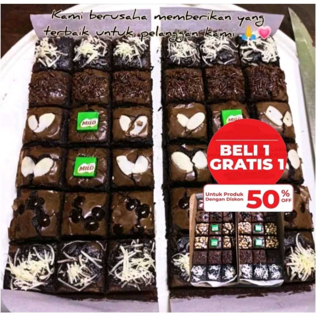 

Beli 1 Gratis 1 ( 20x10 isi 18 pcs) Brownies Panggang Kemasan Box