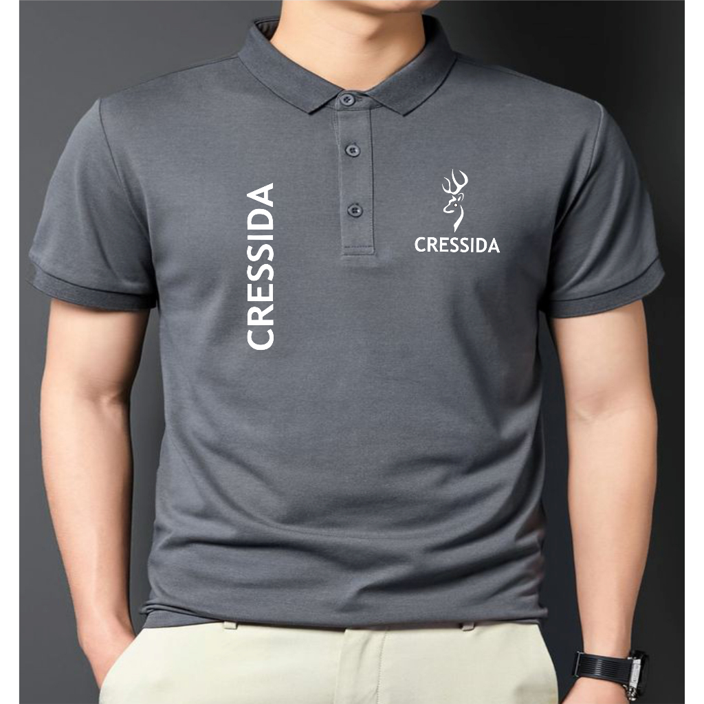 POLO kerah Cresida Tegak Text Putih / Kaos Polo Kerah / Tshrit Kaos Kerah Dewasa Kaos Wangki Pria & 