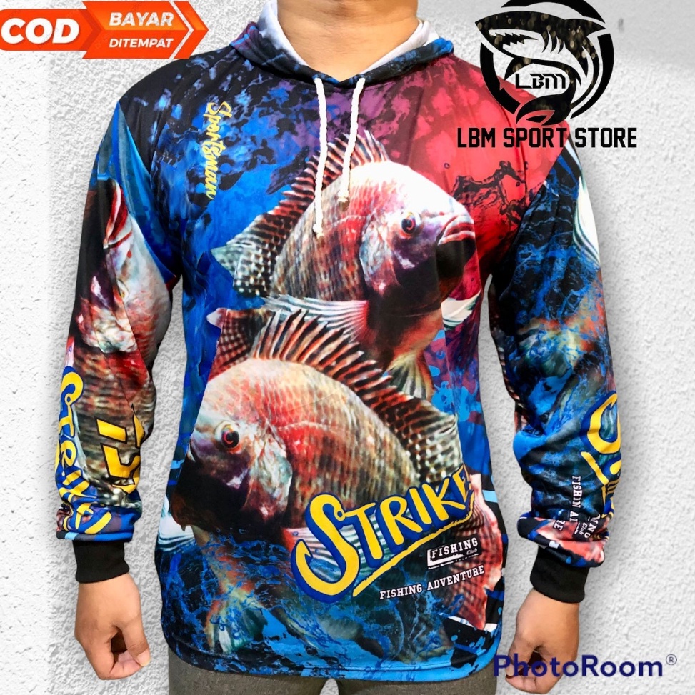 Tidak Diragukan Jersey mancingBaju mancing lengan panjang motif nila