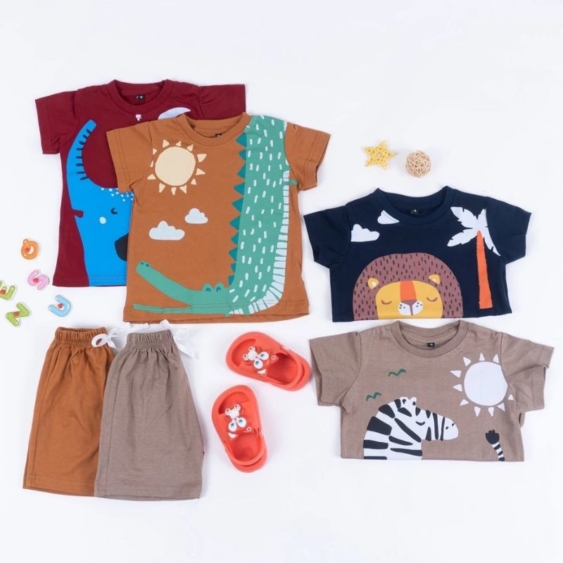 kaos set anak lali-laki 1-6 tahun