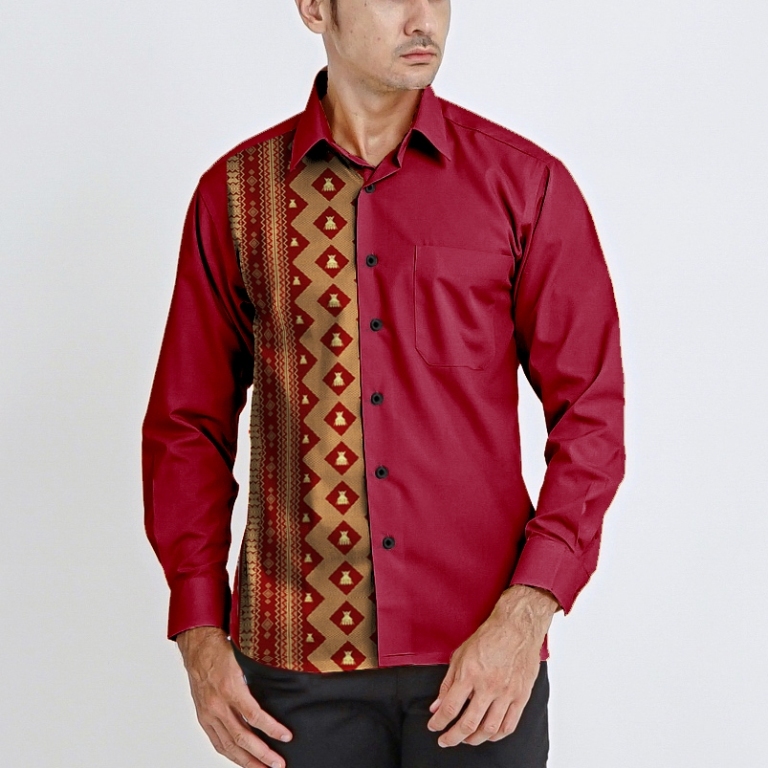 RB Angelaco Batik Batak Pria Batik Pria Lengan Pendek & Panjang Motif Karo & Ulos BK1