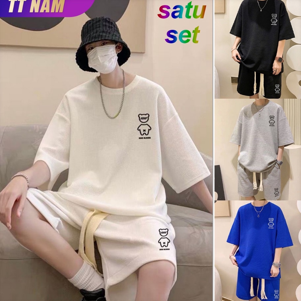 Restock Kaos pria cantik Baju satu set pria setelan satu set pria baju Kaos oversize pria Baju setel