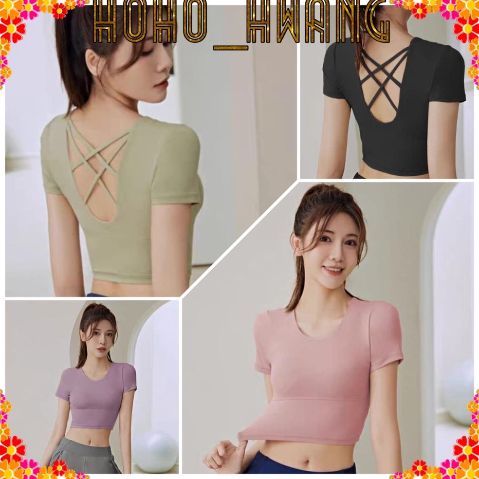 Keluaran Terbaru HOHOHWANG S18 Baju olahraga bahan halus baju yoga senam wanita